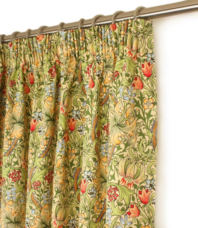 Golden Lily Pencil Pleat Curtains - Just Fabrics