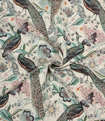 Peacock Chenille Tapestry Fabric / Cream - Just Fabrics