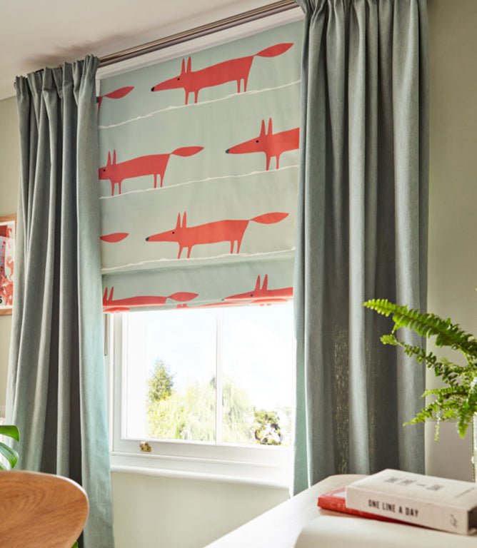 Mr Fox Fabric / Sage / Poppy - Just Fabrics