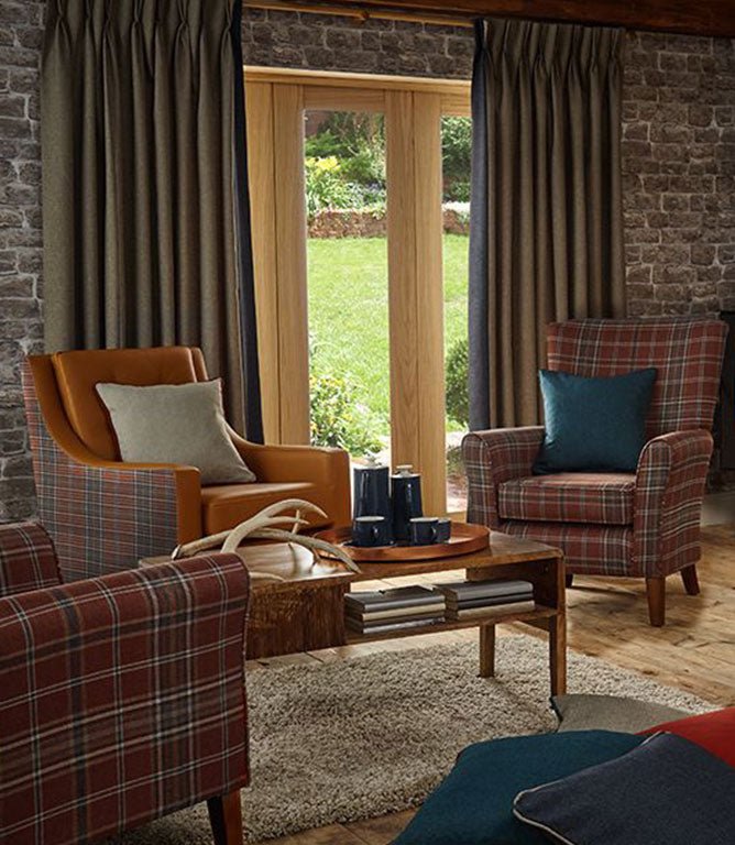 Pitlochry FR Fabric / Ochre - Just Fabrics