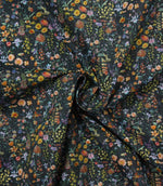 Prado De Flores Lomond Fabric / Papaya / Indigo - Just Fabrics