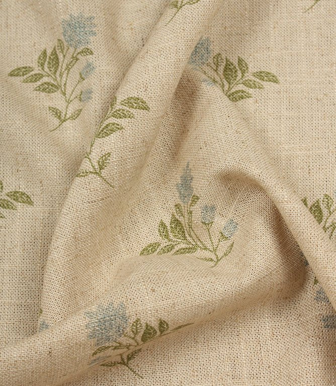 Meadow Blossom Fabric / Steel Blue / Sage Green - Just Fabrics