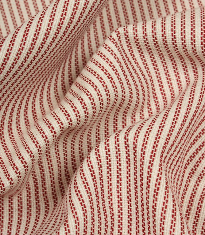 Highbury Stripe Fabric / Red - Just Fabrics