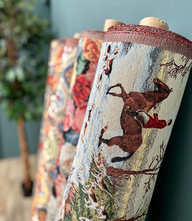 Horse and Hound Tapestry Fabric / Multi - Just Fabrics