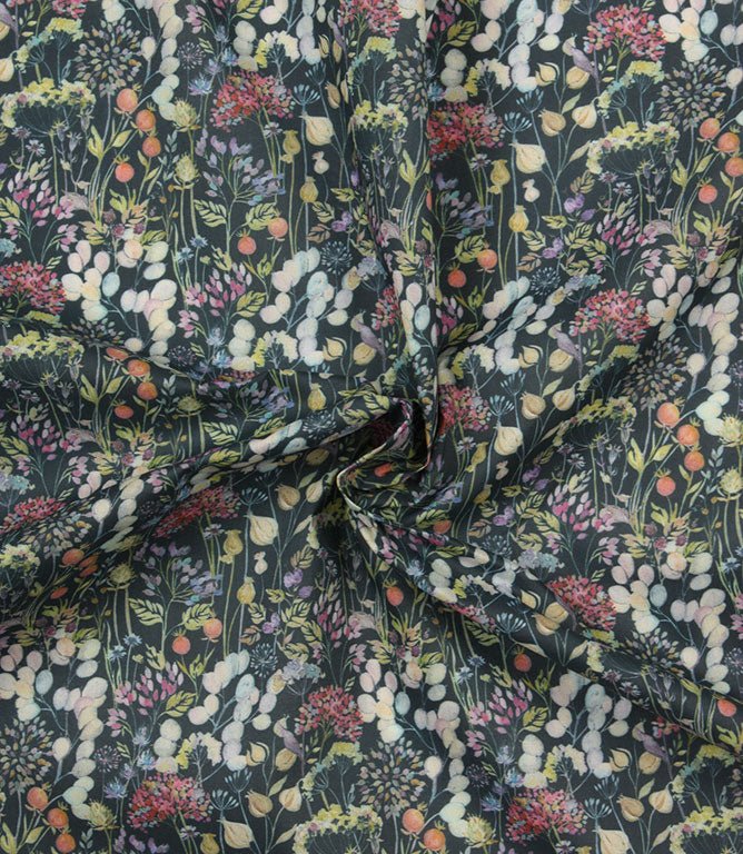Hedgerow Lomond Fabric / Navy - Just Fabrics