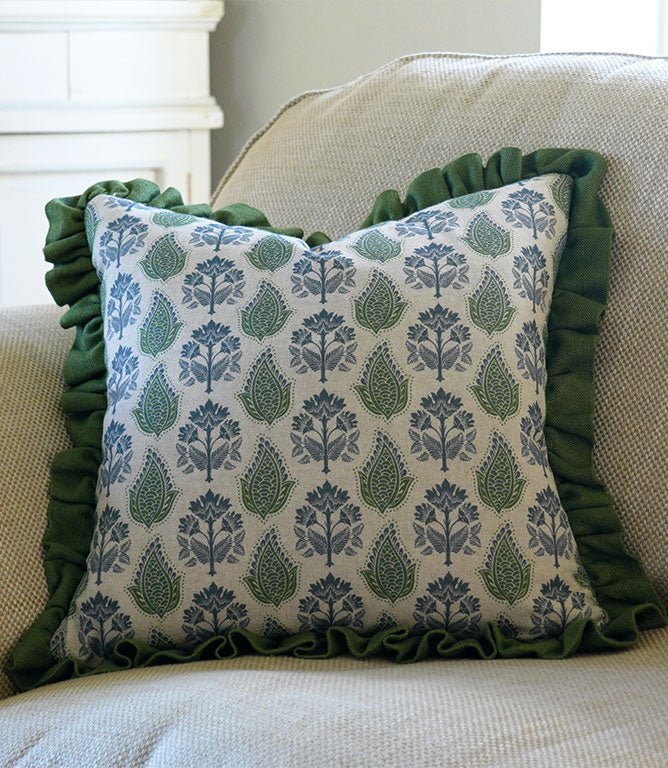 Nora Fabric / Indigo / Sap Green - Just Fabrics