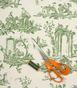 French Toile Fabric / Sap Green - Just Fabrics