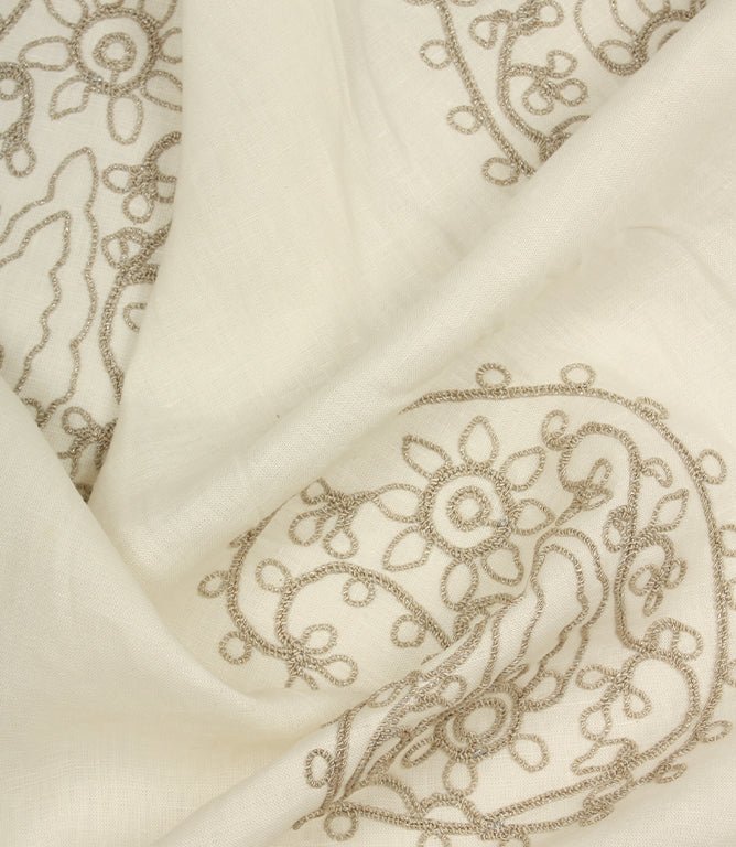 Kashmir Fabric / Ivory / Linen - Just Fabrics
