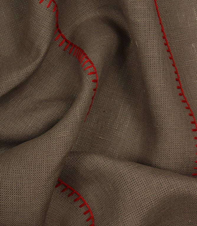 Stitched Up Fabric / Slate / Red - Just Fabrics