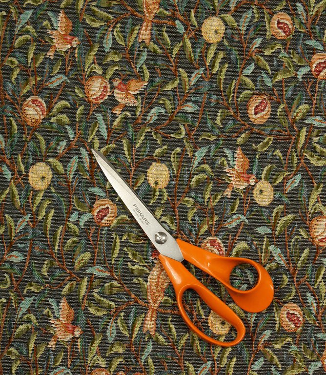 Bird and Pomegranate Tapestry Fabric / Vert - Just Fabrics