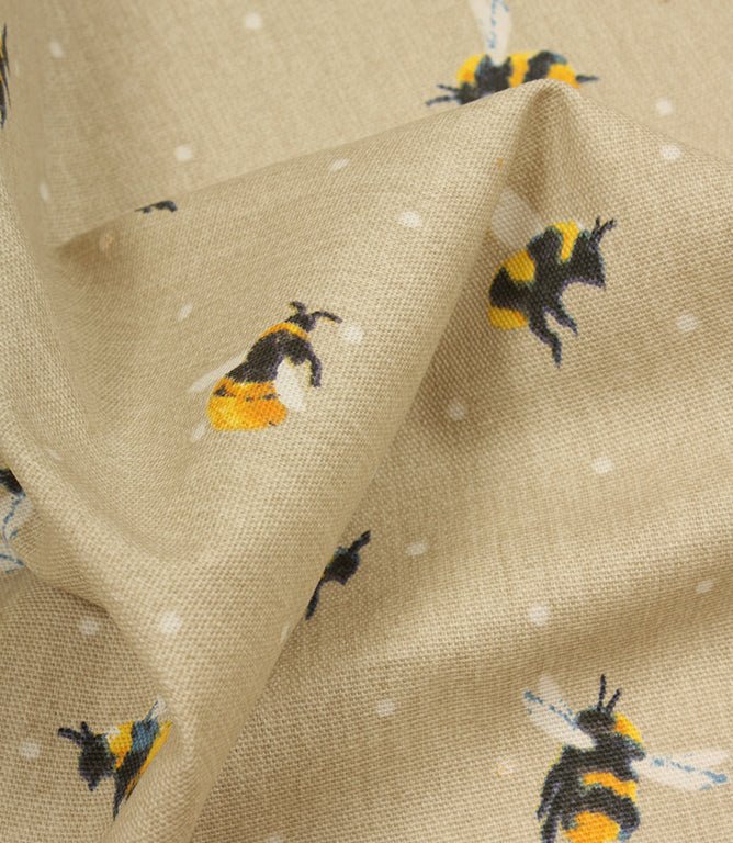 Cottage Bees Fabric / Natural - Just Fabrics