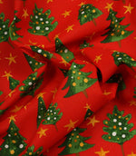 Festive Spruce Fabric / Red - Just Fabrics
