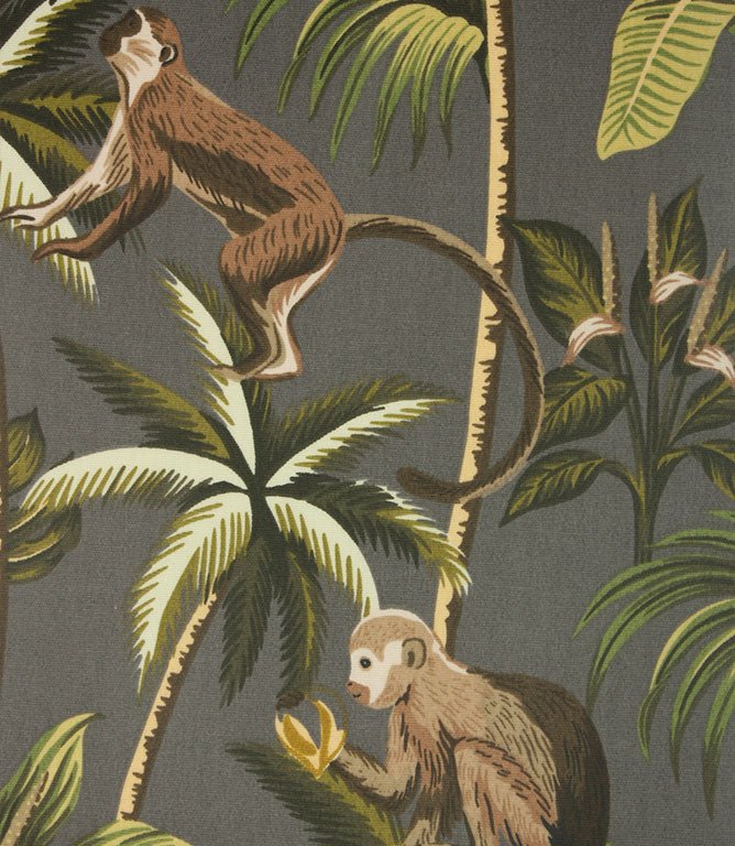 Mr Monkey Matt PVC Fabric / Grey - Just Fabrics