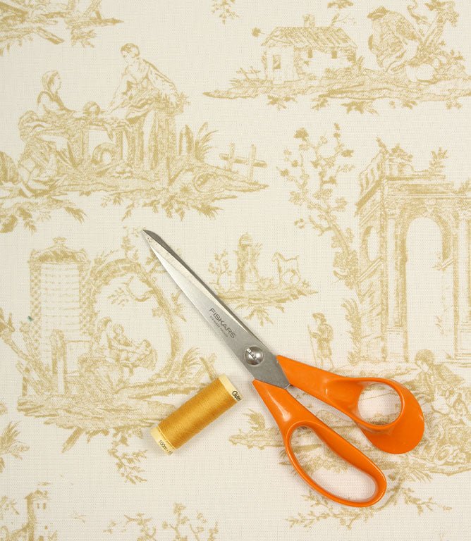 French Toile Fabric / Soft Gold - Just Fabrics