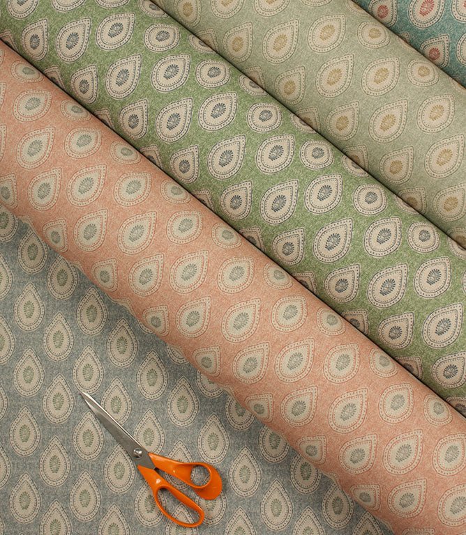 Evie Fabric / Soft Gold / Apple Green - Just Fabrics