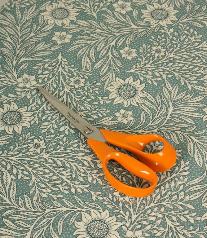 Saltram Floral Acrylic Fabric / Blue - Just Fabrics