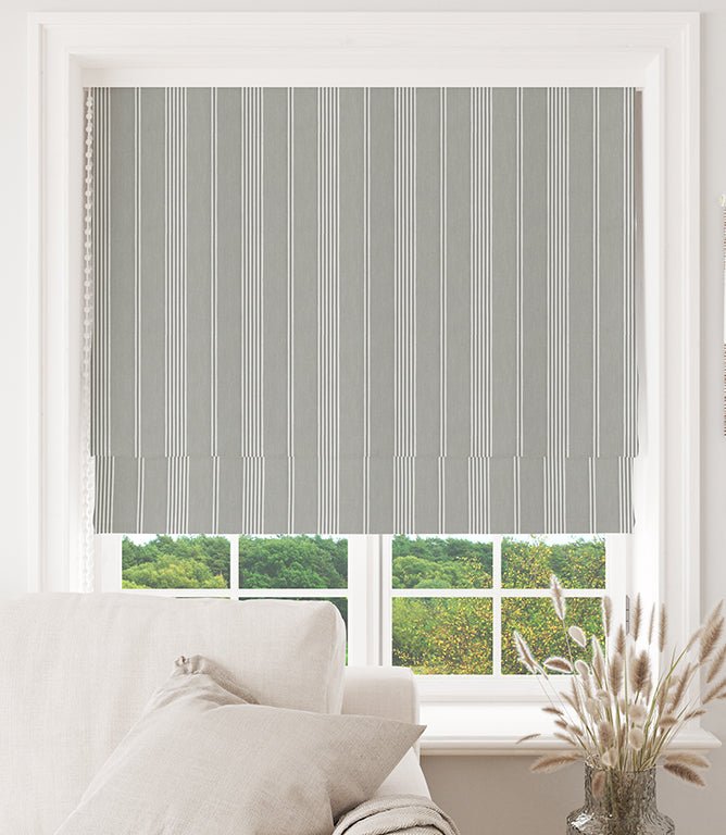 Cheltenham Stripe Fabric / Silver - Just Fabrics