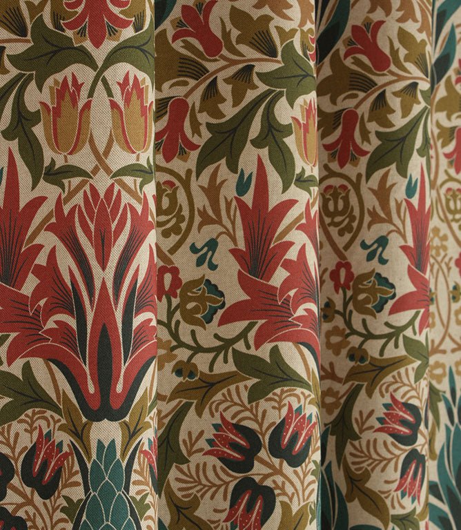 Woodchester Fabric / Indigo / Terracotta - Just Fabrics