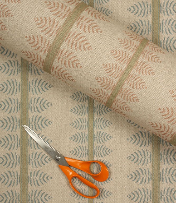 Bella Stripe Fabric / Steel Blue & Green - Just Fabrics