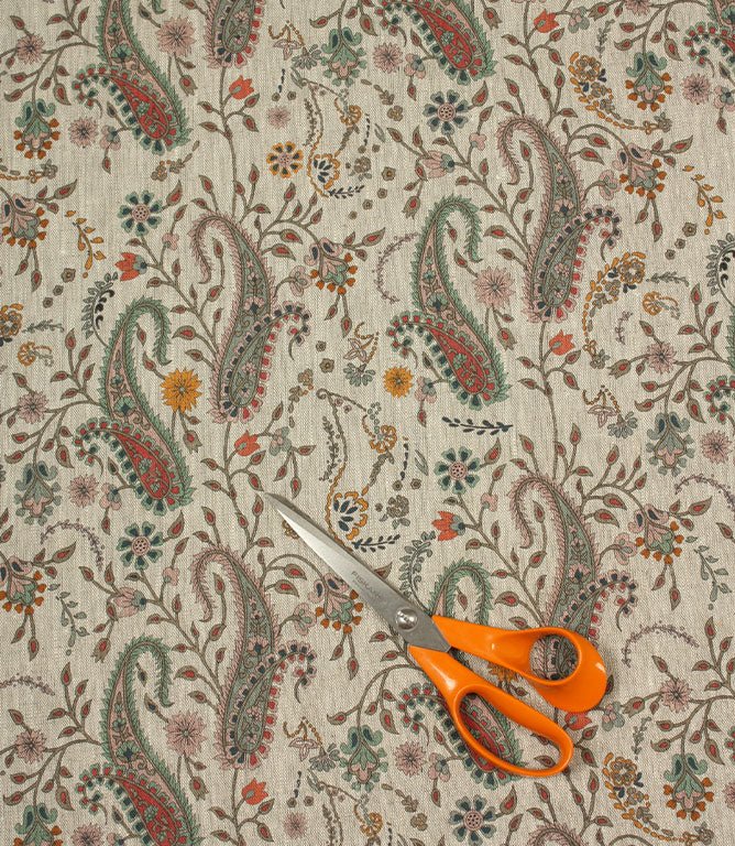Rebecca Linen Paisley Fabric / Multi - Just Fabrics
