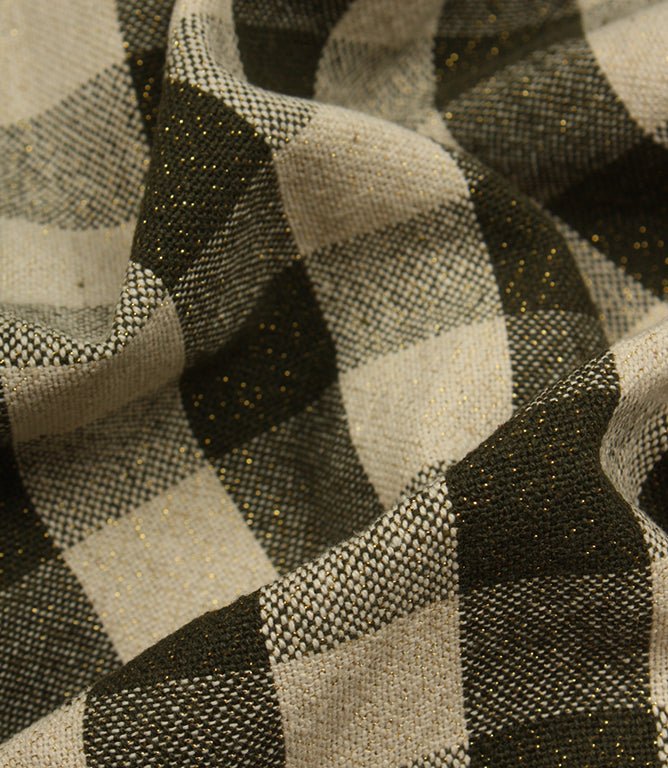 Aldsworth Check Glitz Fabric / Khaki - Just Fabrics