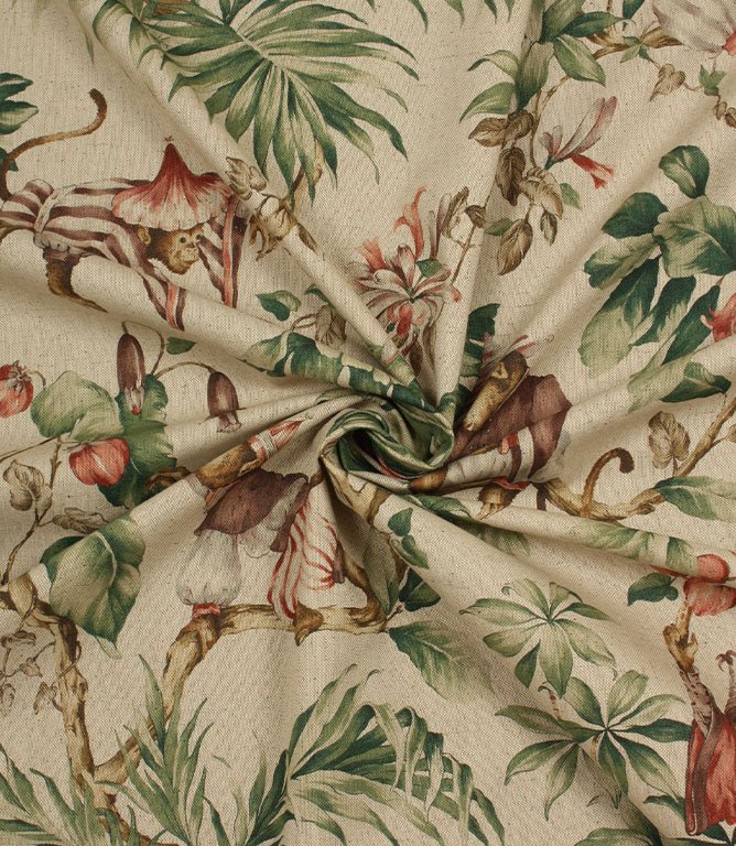 Macaques Fabric / Green - Just Fabrics