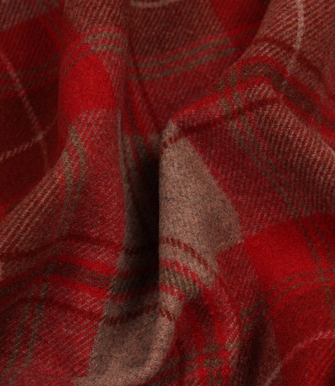 Lewis Wool Fabric / Cranberry - Just Fabrics