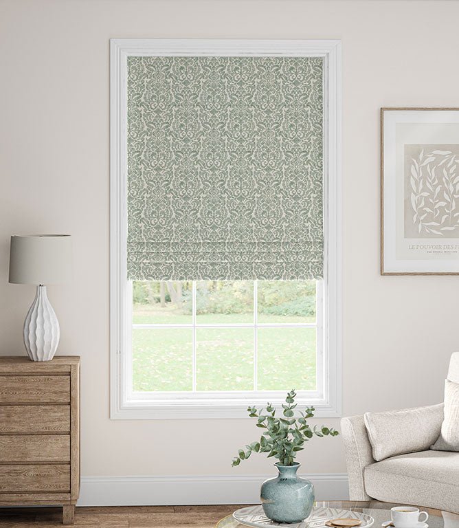 Hazel Damask Fabric / Eau de nil - Just Fabrics