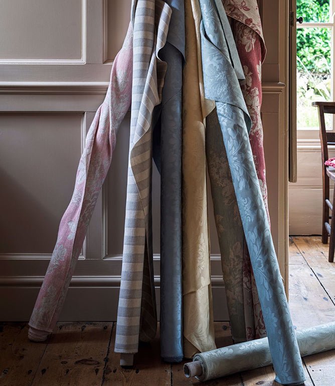 Sorilla Stripe Fabric / Silver / Linen - Just Fabrics