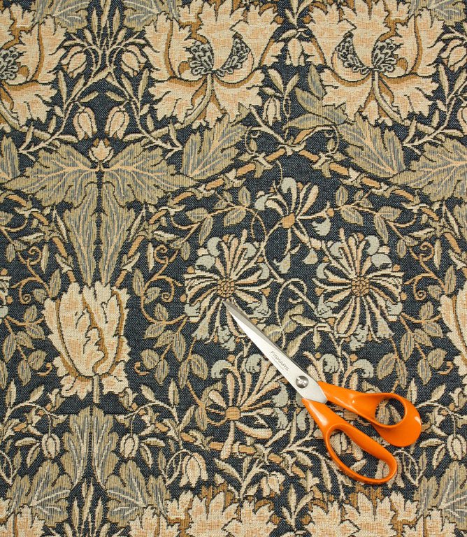Honeysuckle Tapestry Fabric / Navy - Just Fabrics