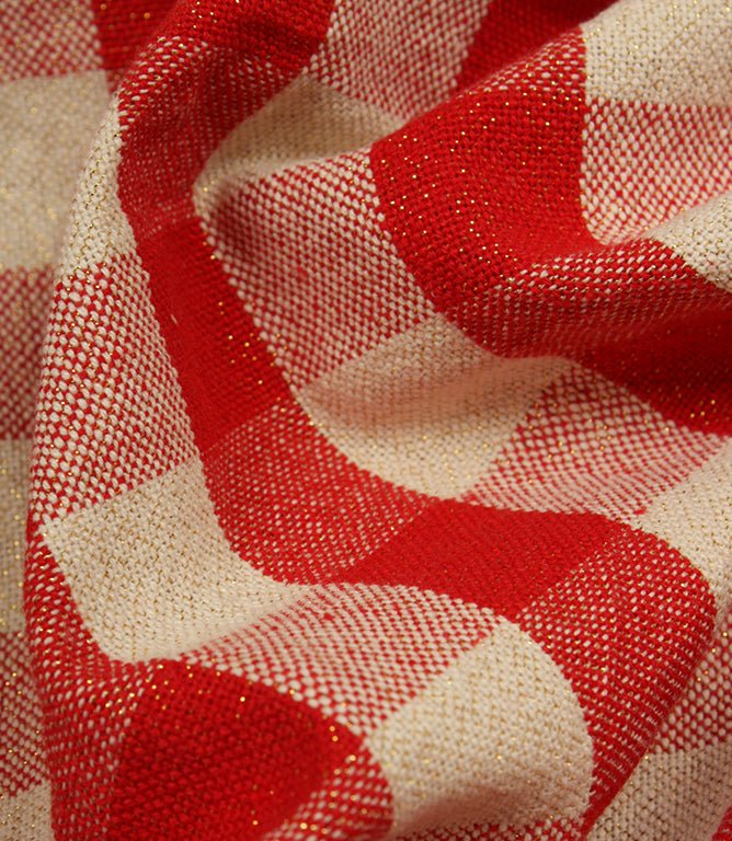 Aldsworth Check Glitz Fabric / Red - Just Fabrics