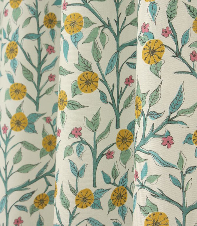 Yamuna Fabric / Teal Cream - Just Fabrics