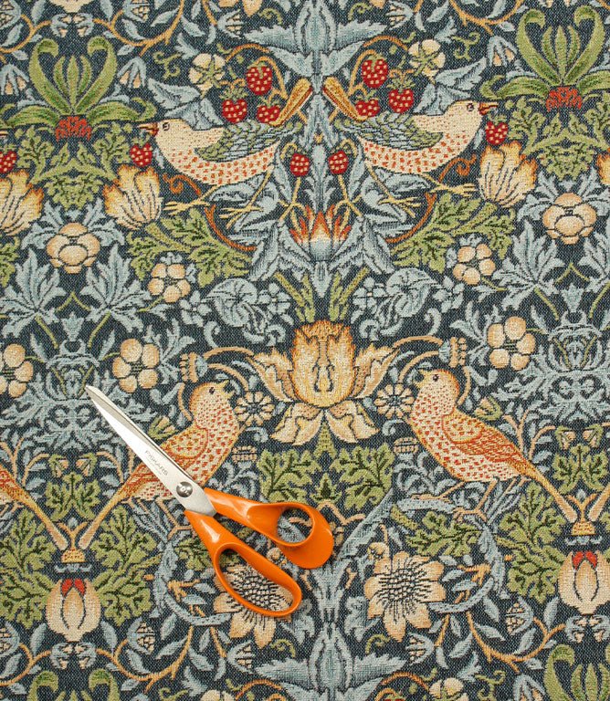 Strawberry Thief Tapestry Fabric / Navy - Just Fabrics