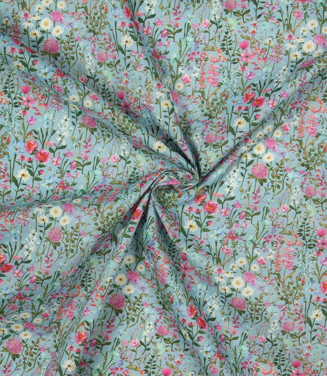 Prado De Flores Lomond Fabric / Primrose / Sky - Just Fabrics
