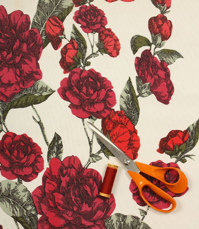 Roselie Fabric / Cranberry - Just Fabrics