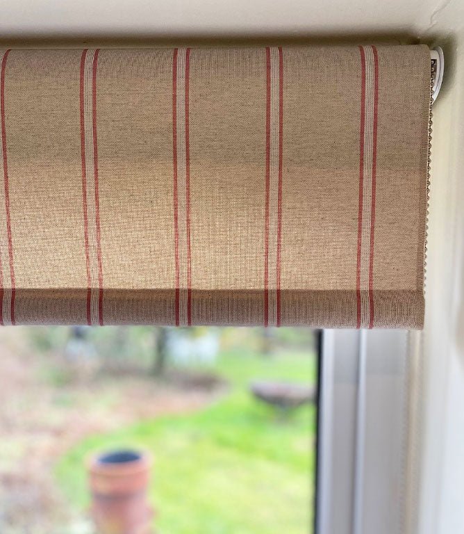 Linen Stripe Fabric / Red - Just Fabrics