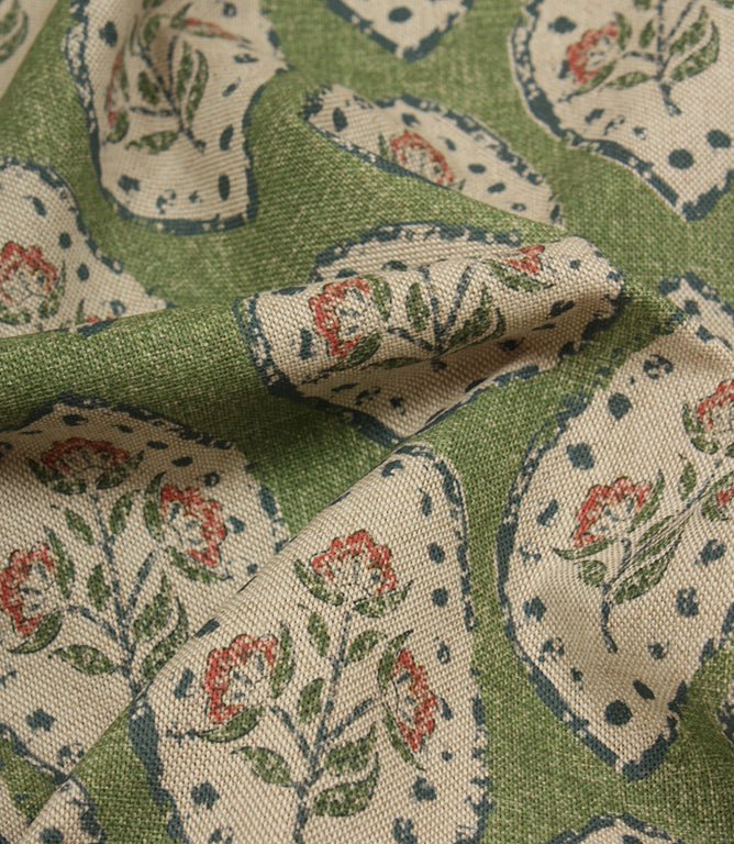 Fleur De Lune Fabric / Sap Green - Just Fabrics