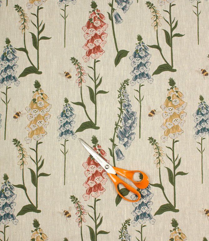 Foxglove Linen Fabric / Blue - Just Fabrics