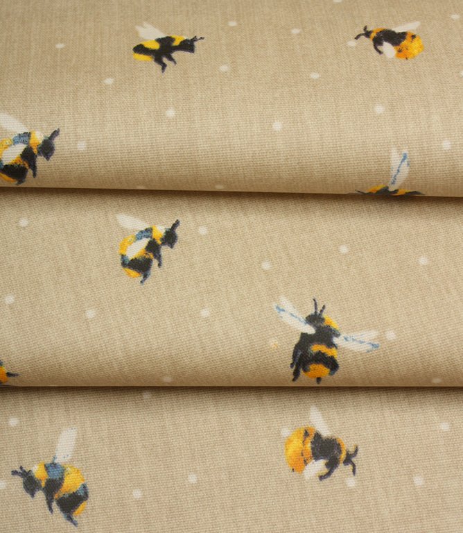 Cottage Bees PVC Fabric / Natural - Just Fabrics