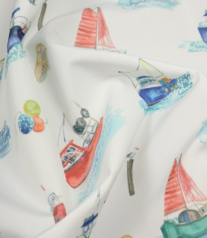 Seaside Sailboats Outdoor Fabric / Multi - Just Fabrics
