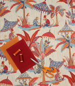 Cheeky Monkey Linen Fabric / Rouge - Just Fabrics