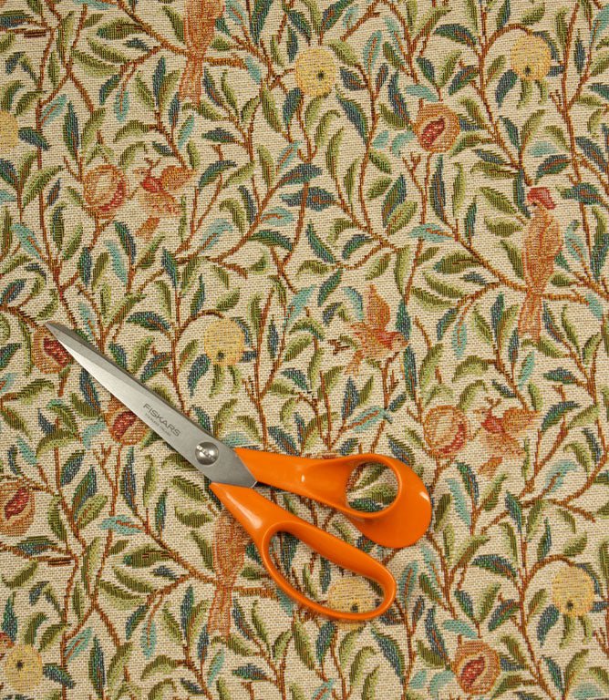 Bird and Pomegranate Tapestry Fabric / Beige - Just Fabrics