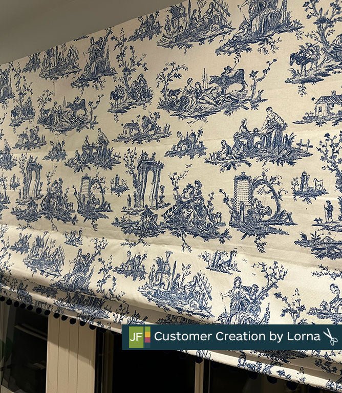 French Toile Fabric / French Blue - Just Fabrics