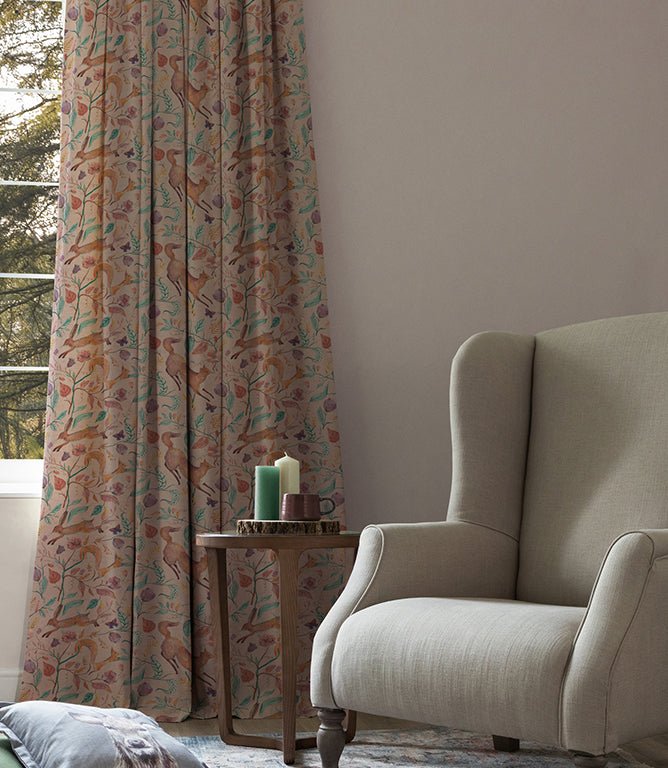 Leaping into The Fauna Clearance Fabric / Blush - Just Fabrics