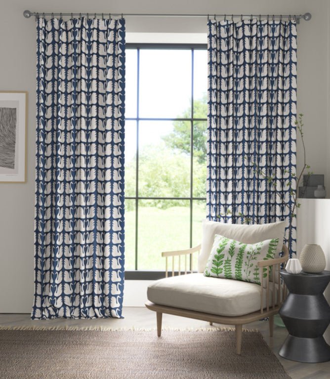 Swim Swam Swan Fabric / Denim - Just Fabrics