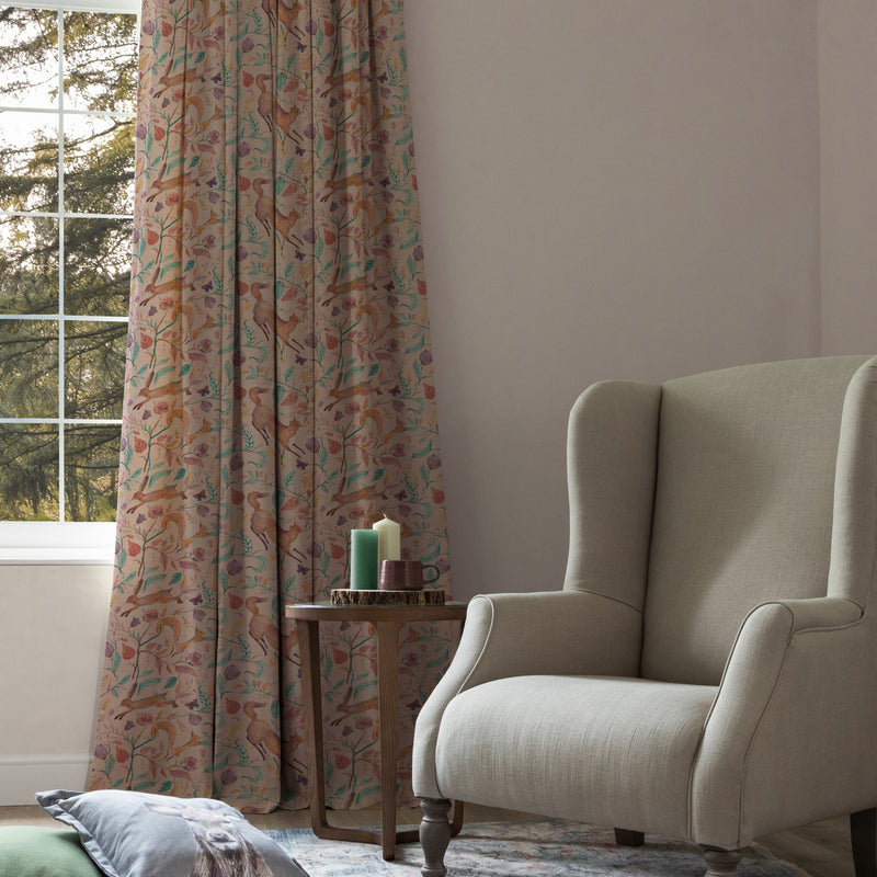 Leaping Into The Fauna Fabric / Blush - Just Fabrics