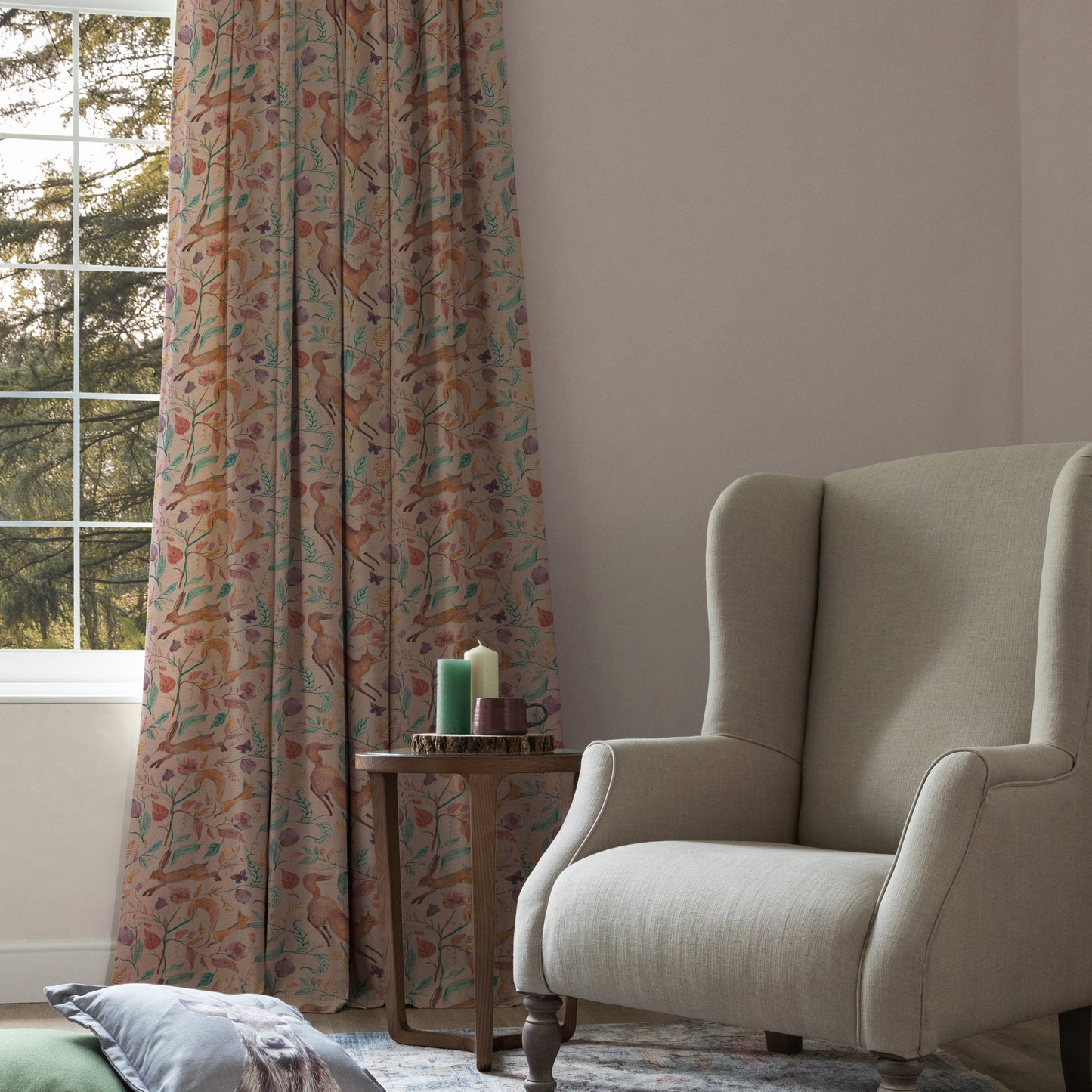 Leaping Into The Fauna Fabric / Blush - Just Fabrics