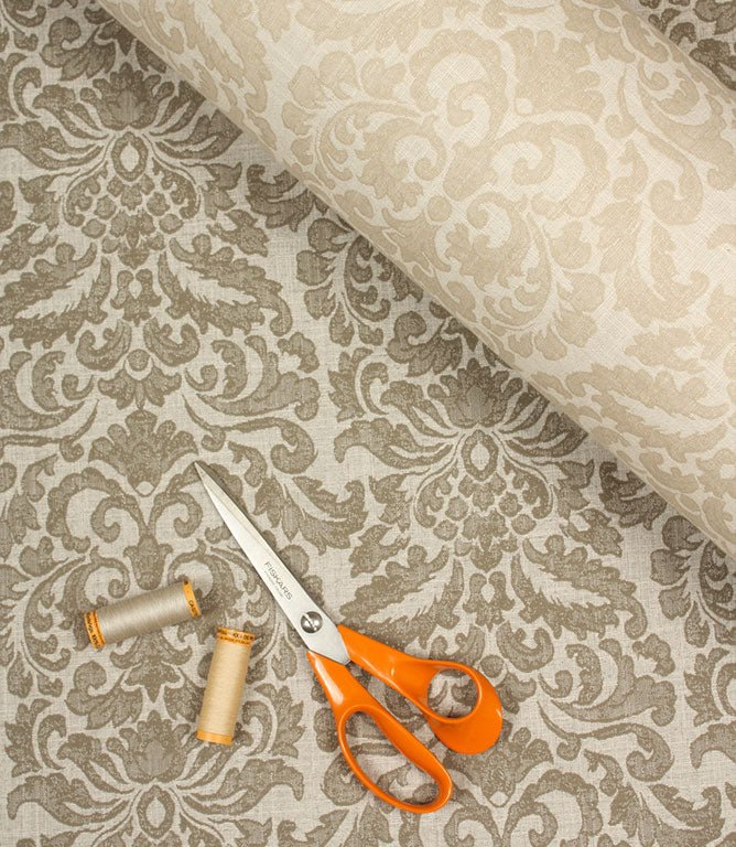 Hazel Damask Fabric / Linen - Just Fabrics