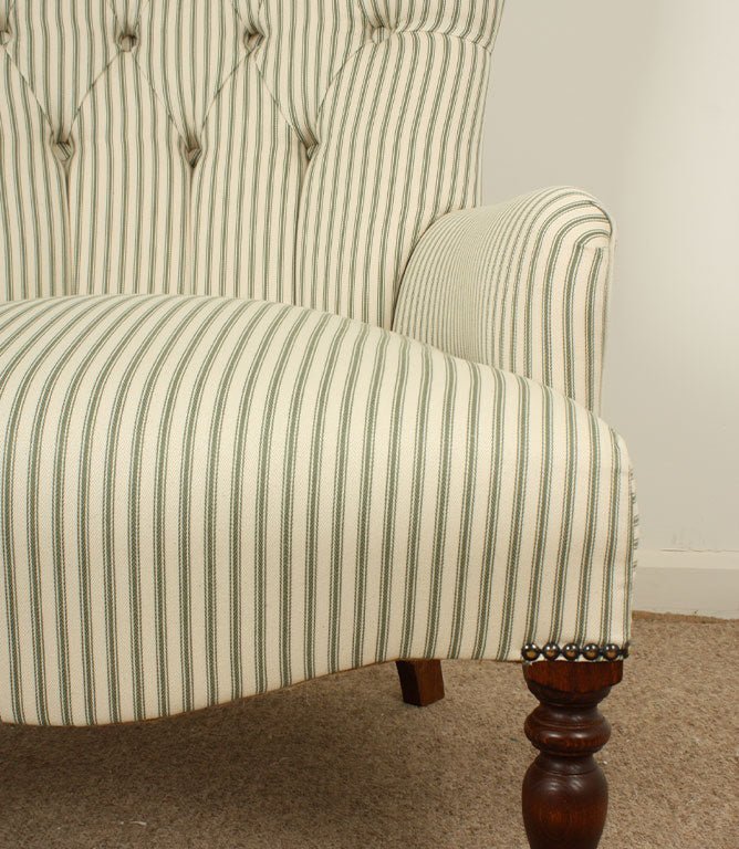 JF Ticking Fabric / Sage - Just Fabrics