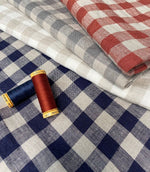 Cotswold Linen Check Fabric / Terracotta - Just Fabrics